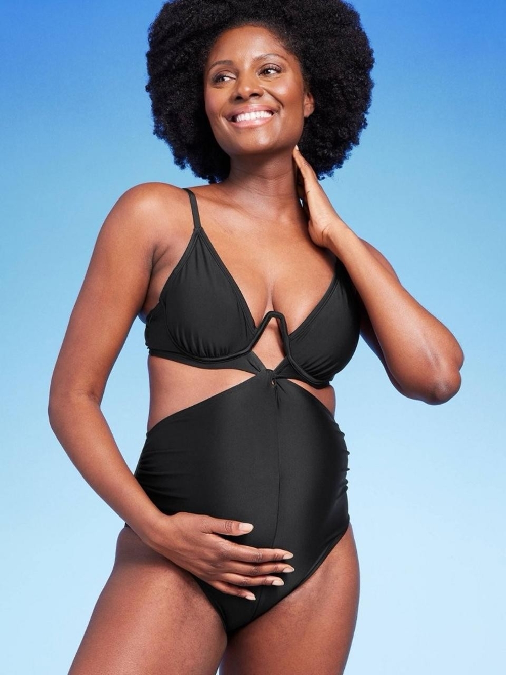 Isabel Maternity by Ingrid & Isabel Black Cutout One-Piece Swimsuit